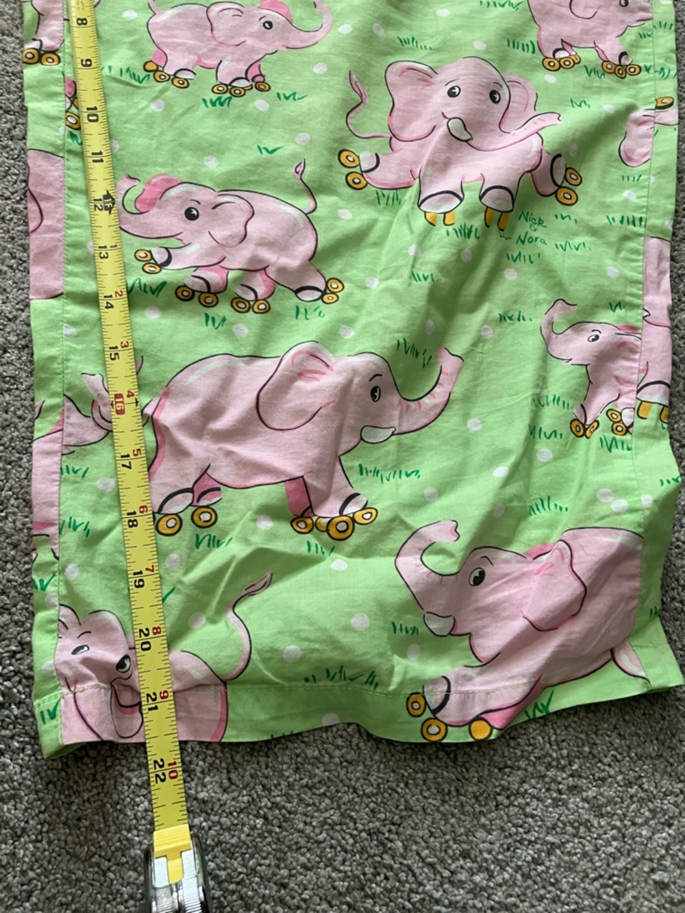 Adorable VINTAGE Nick & Nora Cropped Pajama Pants with Pink Elephants XXL - Picture 5 of 8